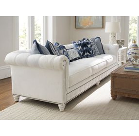 Carmen White Upholstered 102" Sofa with Nailhead Trim