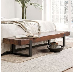 Duarte Rustic Brown and Black 58" Accent Bench