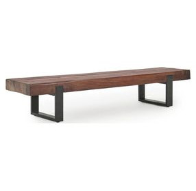 Duarte Rustic Brown and Black 74" Accent Bench