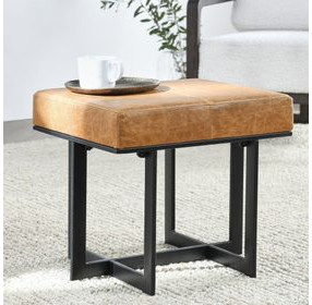 Calvin Sedona Brown Leather Upholstered Stool