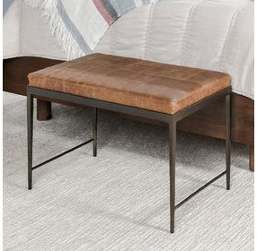 Malo Sedona Brown Leather Upholstered 28" Accent Bench