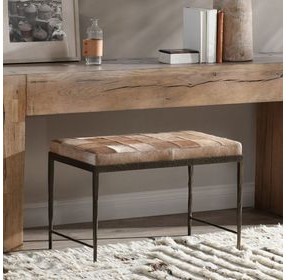 Achen Canyon Sand Leather Upholstered 28" Accent Bench