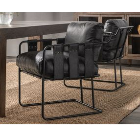 Strapling Rustic Shadow Black Leather Upholstered Dining Chair