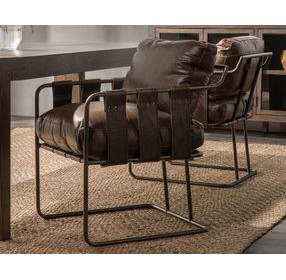 Strapling Cocoa Brown Leather Upholstered Dining Chair