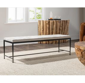 Achen Dusty Cream Leather Upholstered 60" Accent Bench