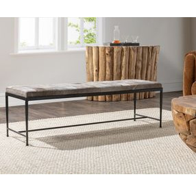 Achen Sparrow Gray Leather Upholstered 60" Accent Bench