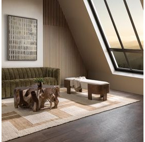 Janya Oat Cream Upholstered 60" Accent Bench