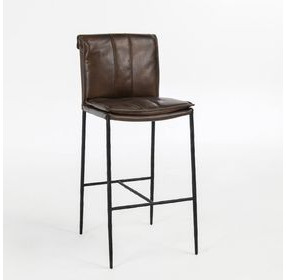 Mayer Truffle Brown Leather Upholstered Bar Stool