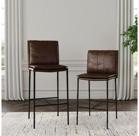 Mayer Truffle Brown Leather Upholstered Counter Height Stool