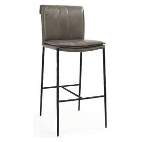 Mayer Pewter Gray Leather Upholstered Bar Stool