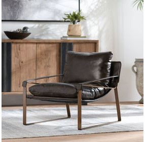 Morgan Truffle Brown Leather Upholstered Accent Chair
