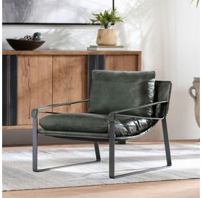 Morgan Forest Green Leather Upholstered Accent Chair