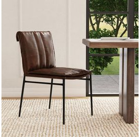 Mayer Brown Leather Upholstered Dining Chair Set of 2