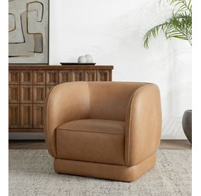Rinner Tan Leather Upholstered Accent Chair