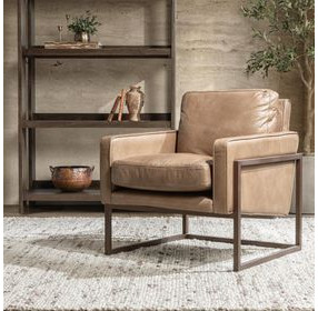 Ken Tan Leather Upholstered Accent Chair
