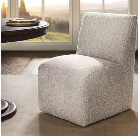 Brighton Coastal Sand Upholstered Dining Chair with Casters