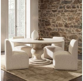Brighton Beige Vanilla Upholstered Dining Chair with Casters