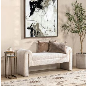Ada Ivory Fleece Upholstered 58" Accent Bench
