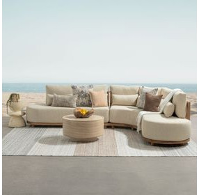 Isla Beige 5 Piece Outdoor Modular Sectional with Pillows