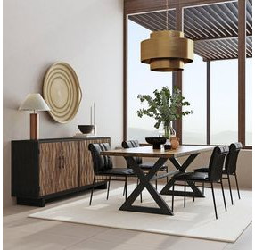 Mayer Jet Black Leather Upholstered Dining Chair Set of 2