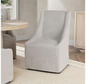 Warwick Sandy Tan Upholstered Dining Chair with Casters