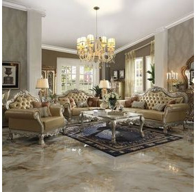 Dresden Bone 64" Loveseat with Pillow and Nailhead Trim