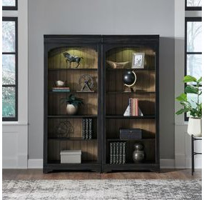 Meritage Aged Charcoal and Caramel 2 Piece Bunching Bookcase with LED