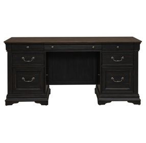 Meritage Aged Charcoal and Caramel Executive Home Office Set