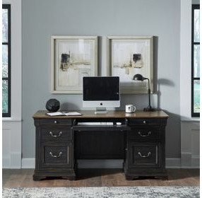 Meritage Aged Charcoal and Caramel 66" Executive Desk