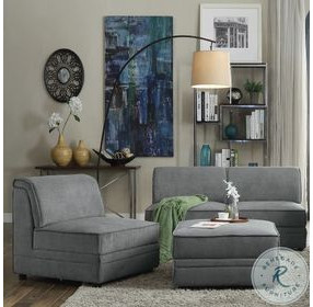 Bois Gray Velvet Storage Ottoman