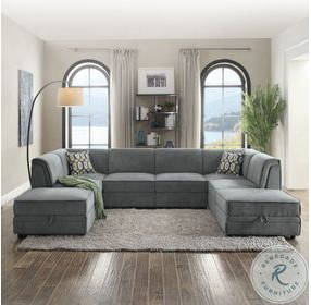 Bois Gray Velvet Modular Large Sectional