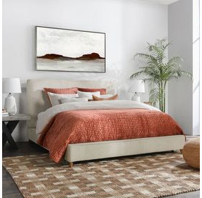 Tate Oatmeal King Upholstered Platform Bed