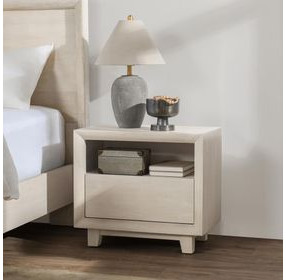 Reece Seashell White 1 Drawer Nightstand