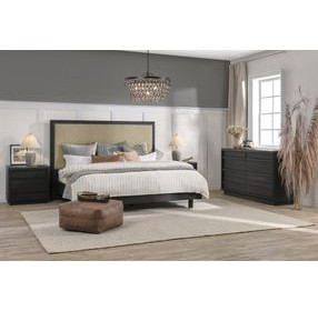 Sedona Black California King Upholstered Panel Bed