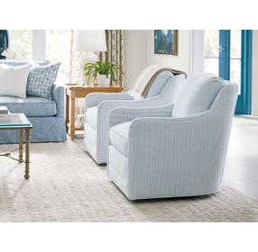 Glenhaven Blue Upholstered Swivel Chair