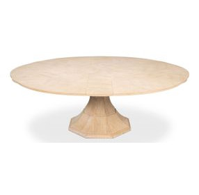 Giselle Jupe Bleached Oak 86" Extendable Round Dining Table