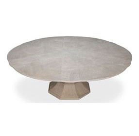Giselle Jupe Moonskin 86" Extendable Round Dining Table