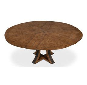 Tower Jupe Light Mink and Dark Hammered 71" Extendable Round Dining Table