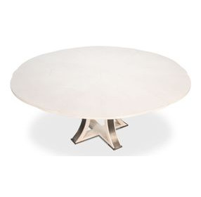 Tower Jupe White and Hammered Iron 71" Extendable Round Dining Table