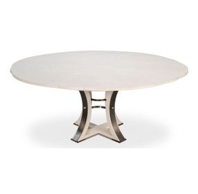 Tower Jupe White and Hammered Iron 71" Extendable Round Dining Table