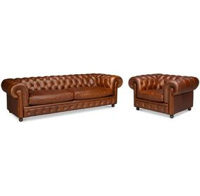 Savile Marseile Dark Brown Leather Living Room Set