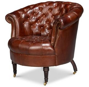 Bastian Newark Brown Leather Upholstered Armchair
