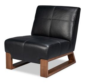 Wylam Onyx Black Leather Upholstered Accent Chair