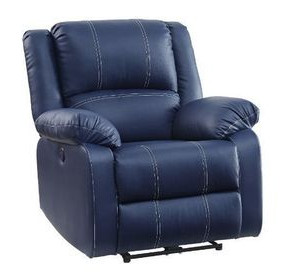 Zuriel Blue Power Recliner with USB Charging