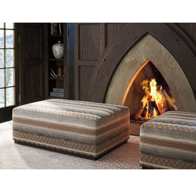 Sterling Caribbean Sands and Brown Upholstered Rectangular Cocktail Ottoman by Barclay Butera