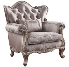 Jayceon Champagne Upholstered Lounge Chair with Pillow