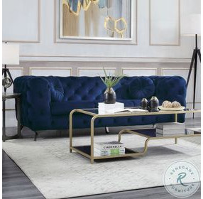 Atronia Blue Velvet 90" Sofa