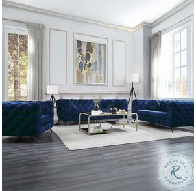 Atronia Blue Velvet Living Room Set