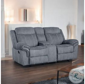 Zubaida Two Tone Gray Velvet 78" Reclining Loveseat and Console with USB Charging