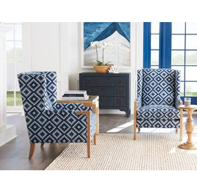 Stratton Blue Upholstered Wing Chair